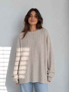 WindRiver Outfitters XL Cream Cable Knit Sweater Cozy Cottagecore Pullover